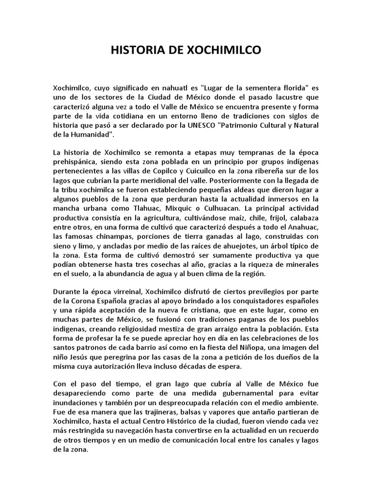Historia de Xochimilco PDF Ciudad de México Cultura (general)