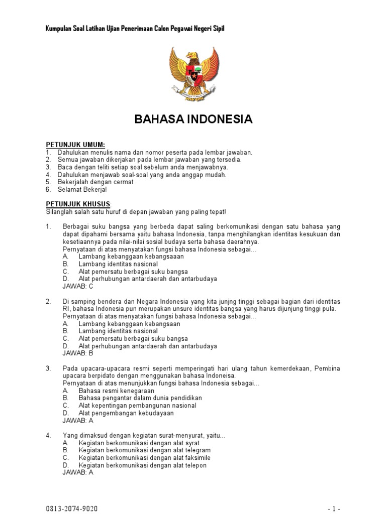 Contoh Soal Bahasa Indonesia Cpns 2020
