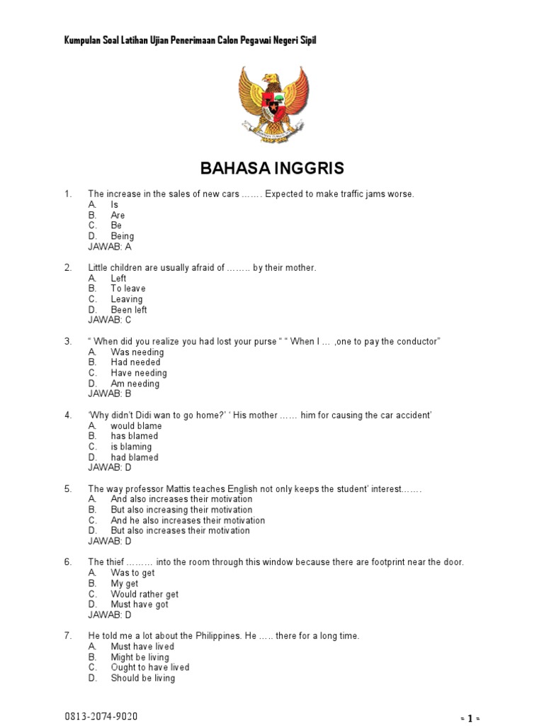 Contoh Soal Cpns Bahasa Inggris
