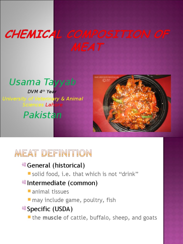 Chemical Composition of Meat PDF Skeletal Muscle Meat