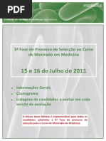 Instruções 3ª fase de selecção + Cronograma