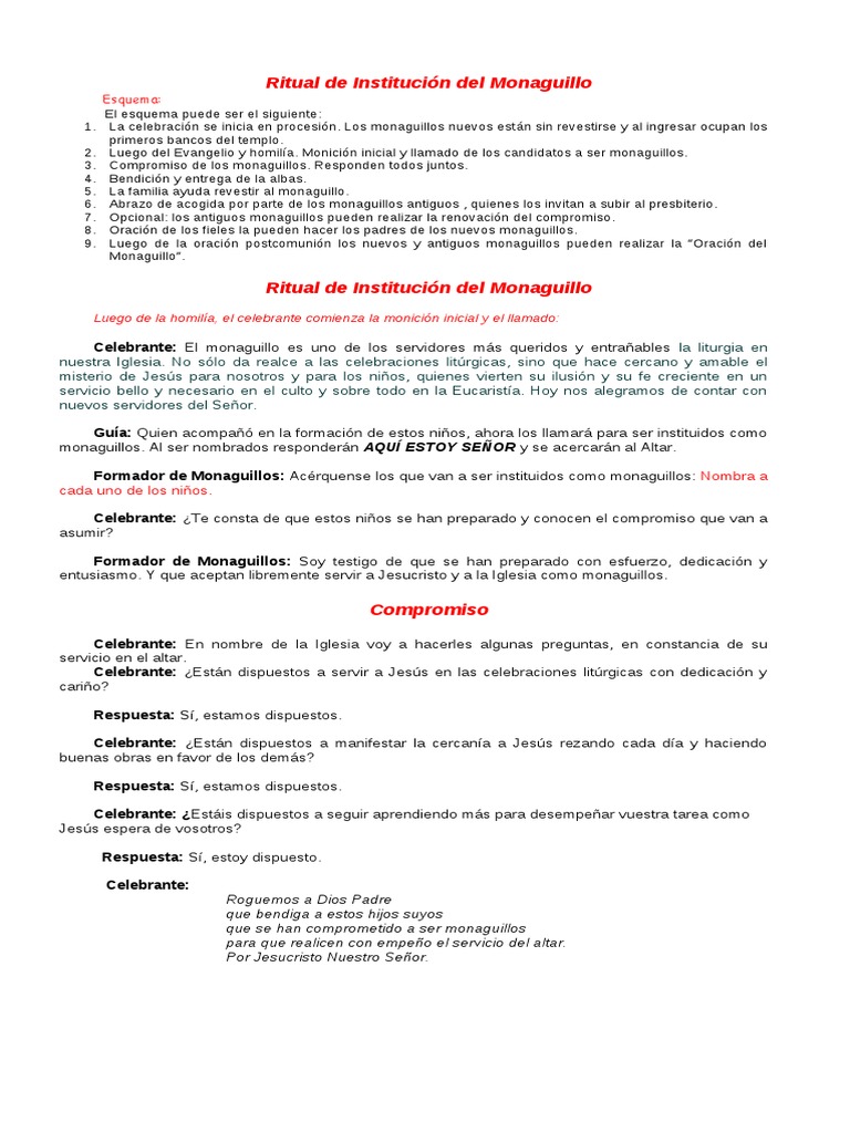 Monaguillos Formacion 03 Ritual De Institucion Del Monaguillo Pdf