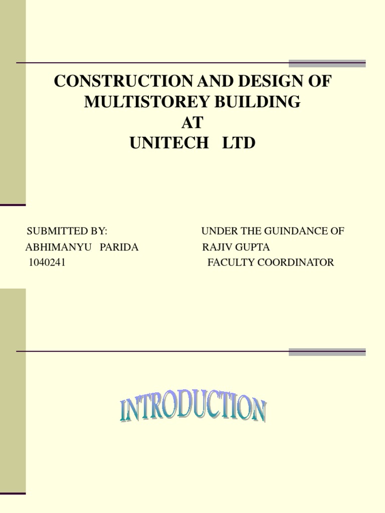 Abhimanyu Parida - Construction and Design of Multistorey Building | PDF