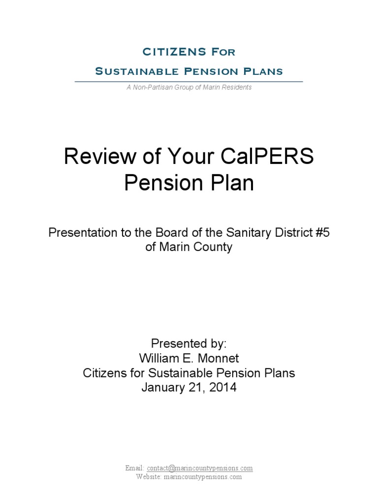 Review of your CalPERS Pension Plan Defined Benefit Pension Plan