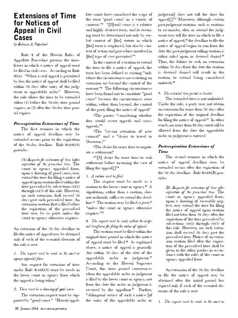 Extensions of Time For Notices of Appeal in Civil Cases | PDF | Law
