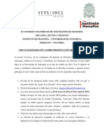 Circular informativa sobre el envío de ponencias_II Congreso Colombiano de Estudiantes de Filosofía_Revista Versiones1