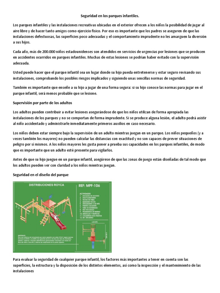 Seguridad en Los Parques Infantiles | PDF | Juguetes | Adultos