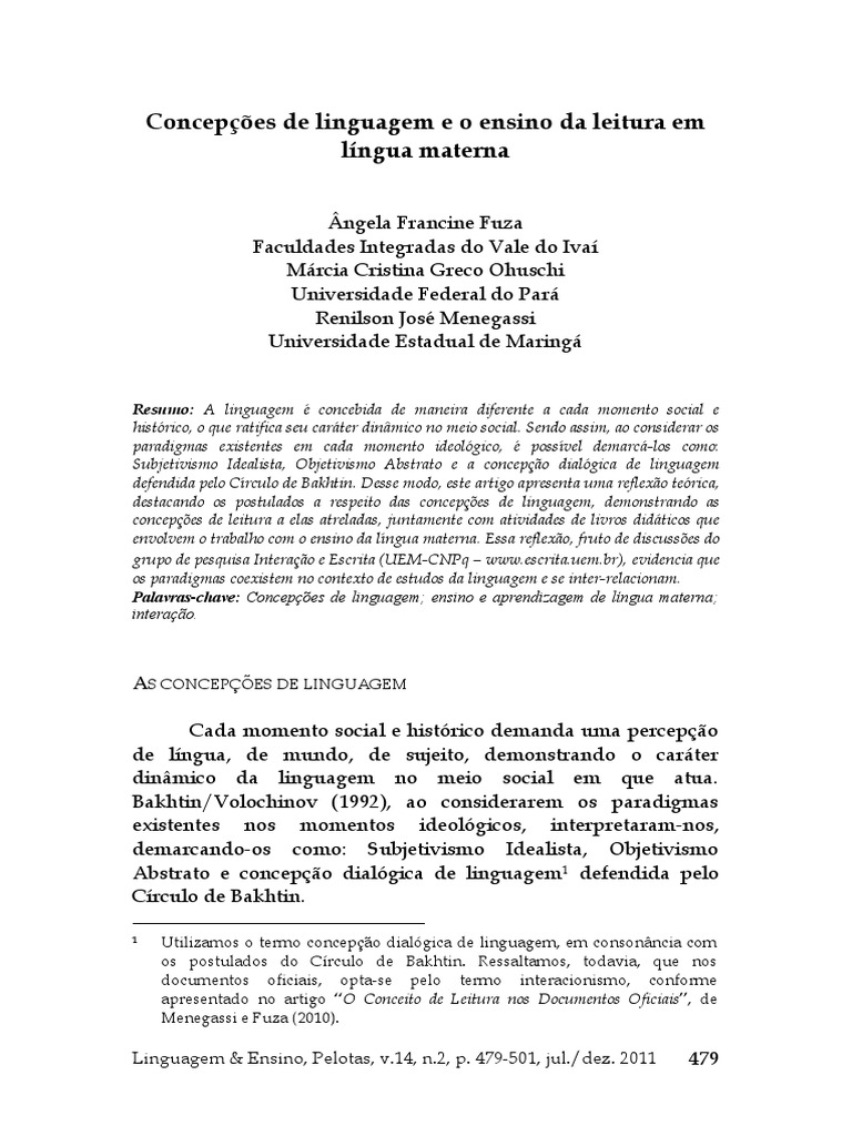 Concepções de Linguagem | PDF | Gramática | Comunicação
