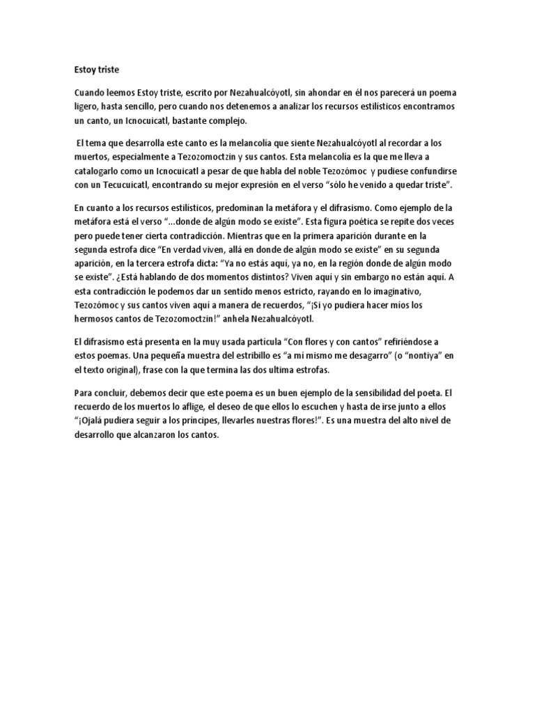 Estoy Triste Analisis
