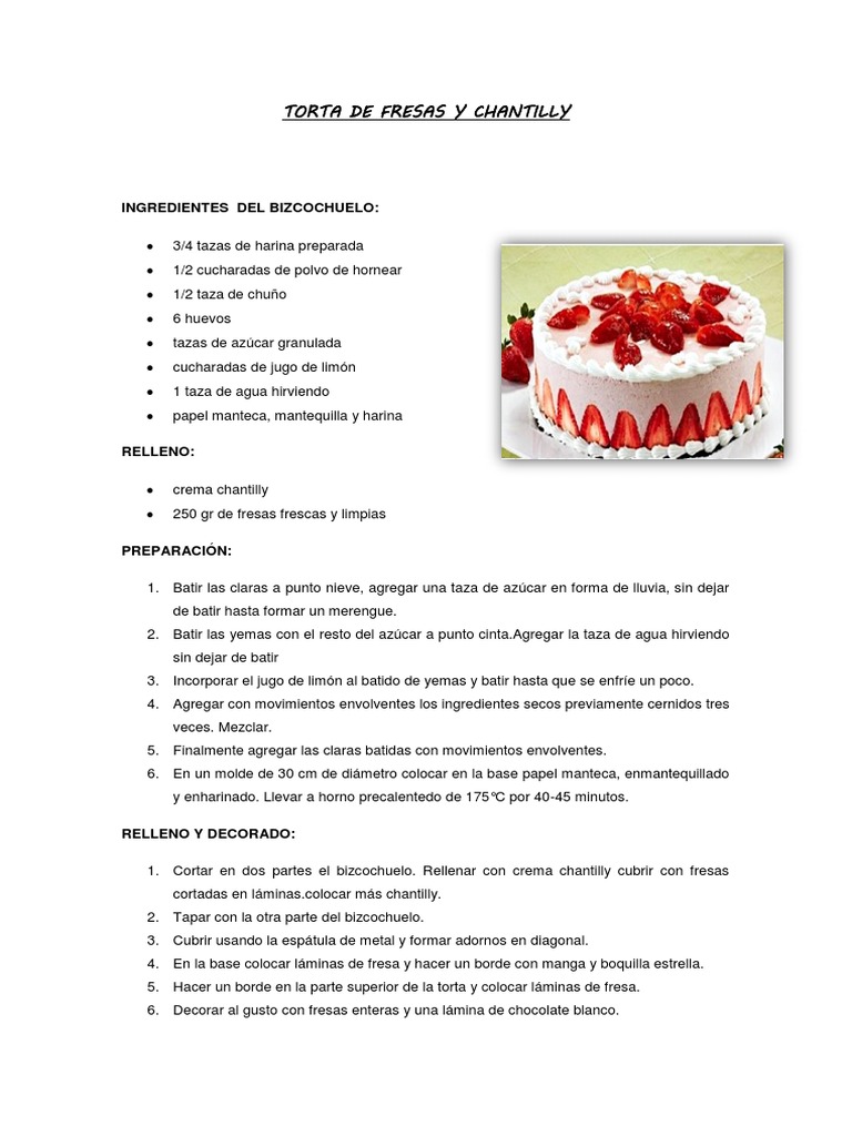 Torta De Fresas Y Chantilly