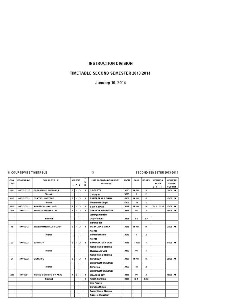 Time Table | PDF