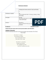 Performance Standard Form 1: Recite The Poem Aloud With Correct Pronunciation and Intonation