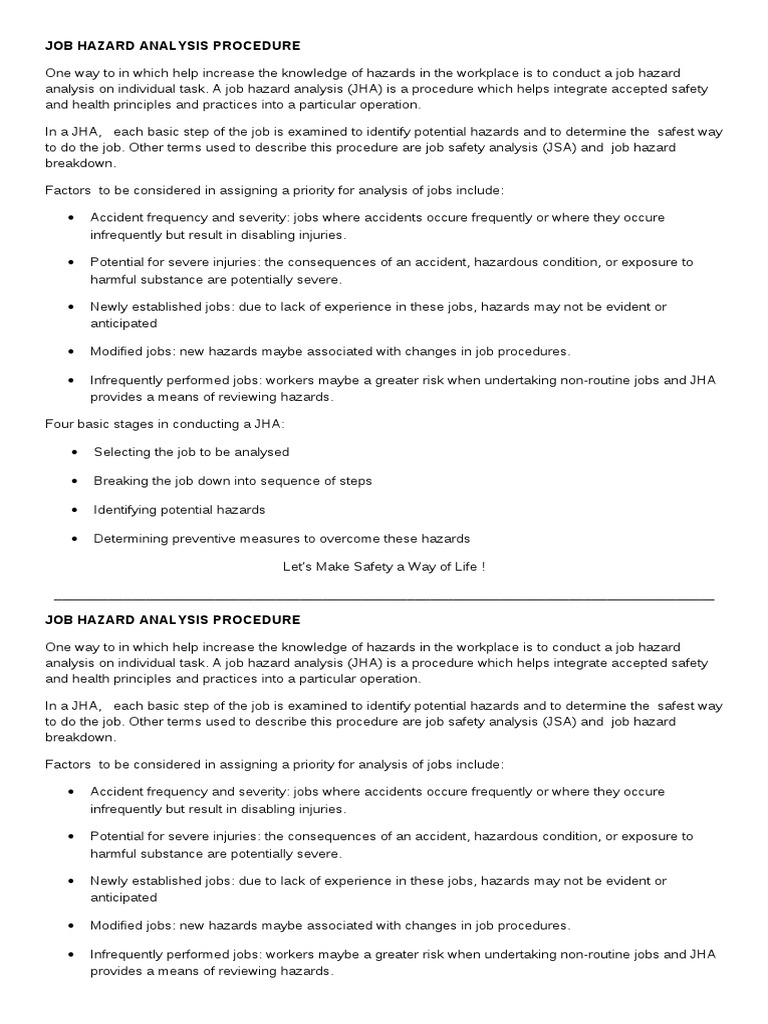 Job Hazard Analysis Procedure PDF