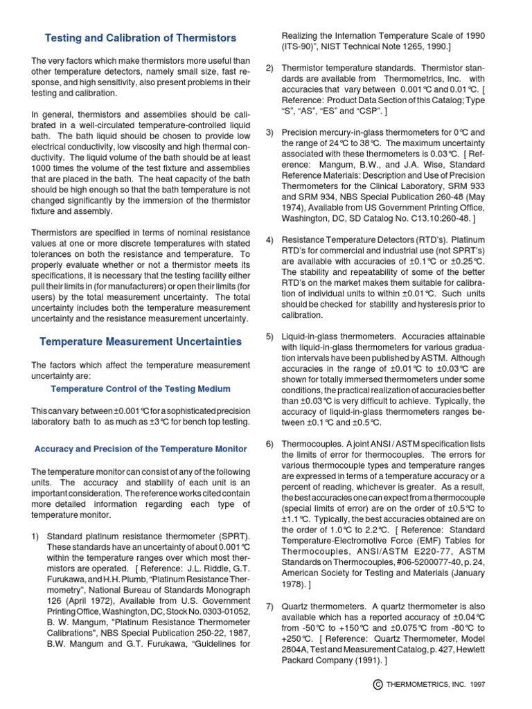Temp Sensor NTC Test Calibration Method | PDF | Electrical Resistivity ...
