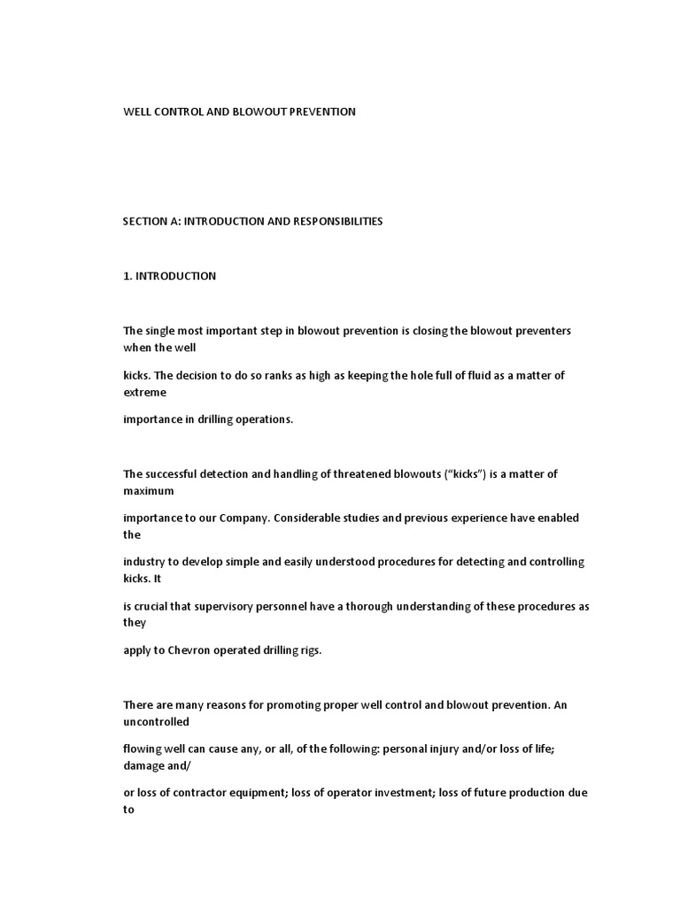 Well Control and Blowout Prevention Guide | PDF | Blowout (Well ...