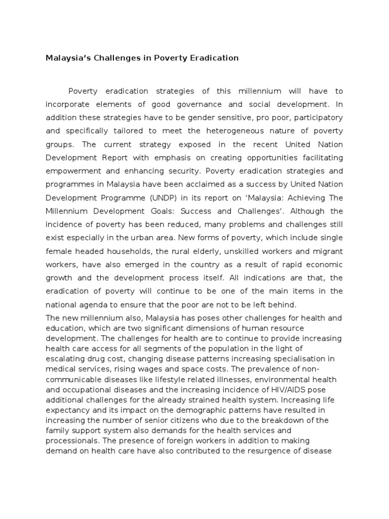 Malaysia's Challenges in Poverty Eradication | PDF | Poverty Reduction ...