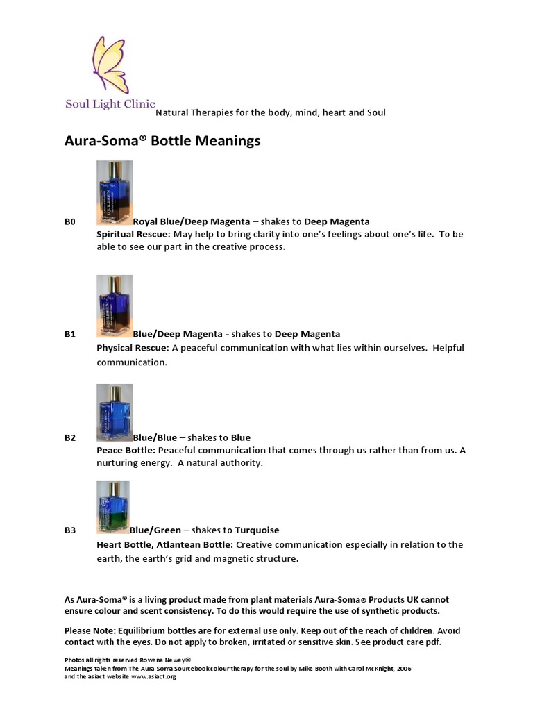 Aura Soma Bottle Meanings Blue Soul