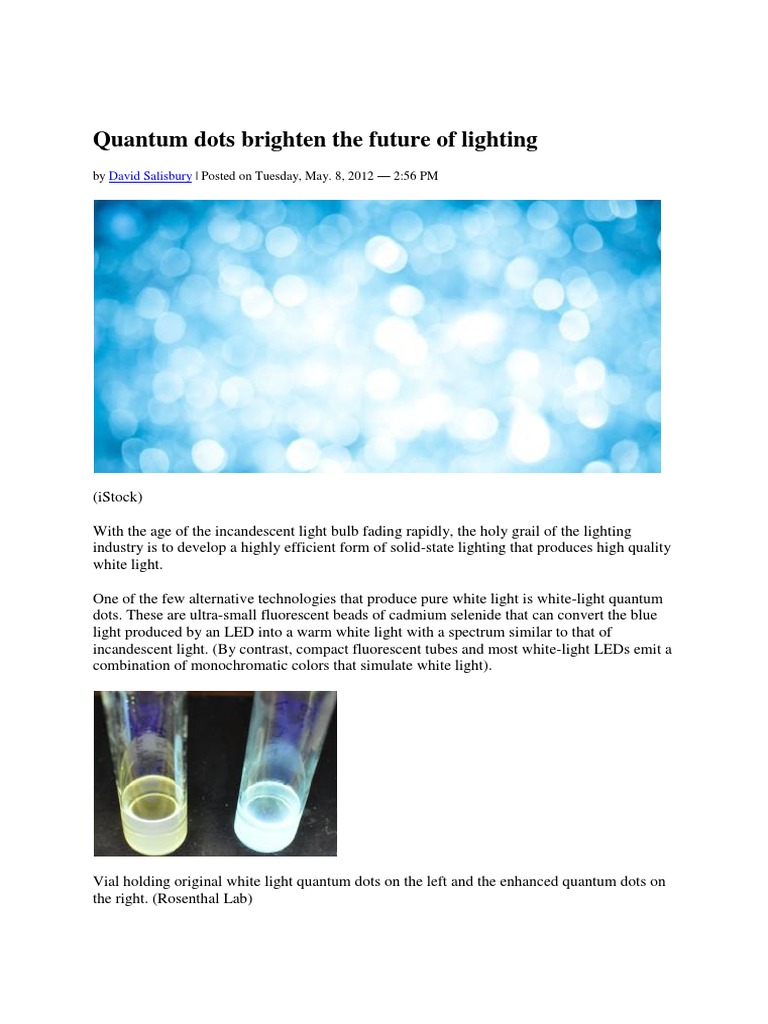 QDs White Light Semiconductor Materials Sandra | PDF | Light Emitting ...