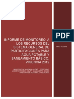 Informe Monitoreo SGP-APSB Vigencia 2012