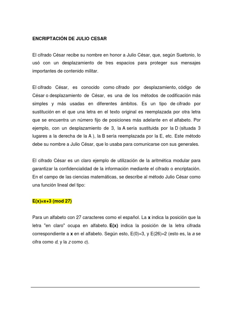 Encriptación de Julio Cesar | PDF