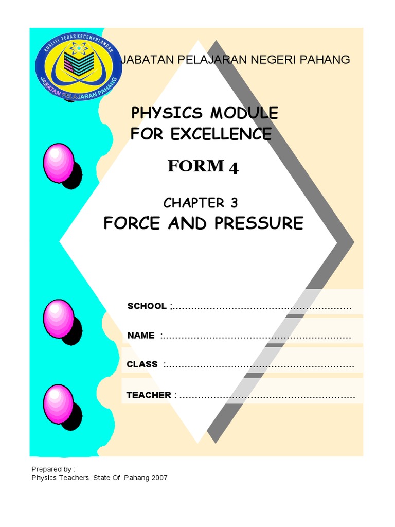Form 4 Force and Pressure: Physics Module For Excellence | PDF
