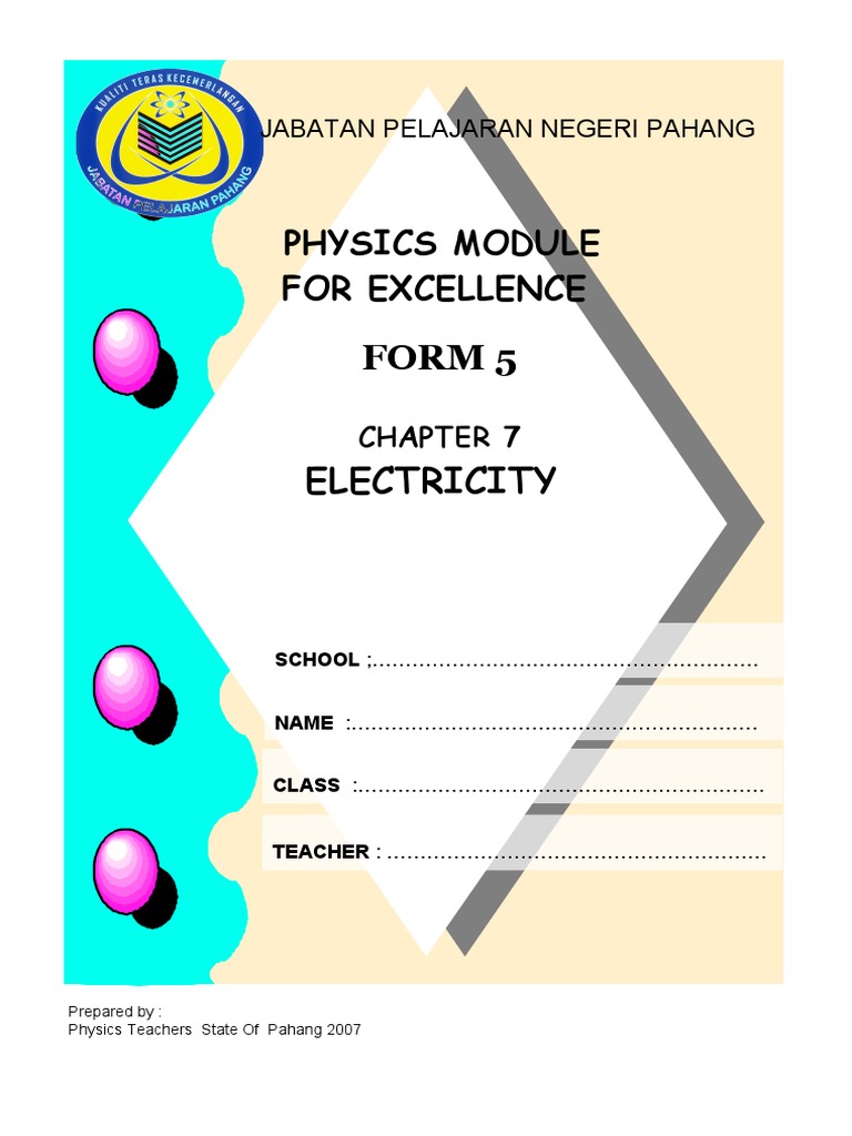 Form 5 Electricity: Physics Module For Excellence | PDF | Science ...