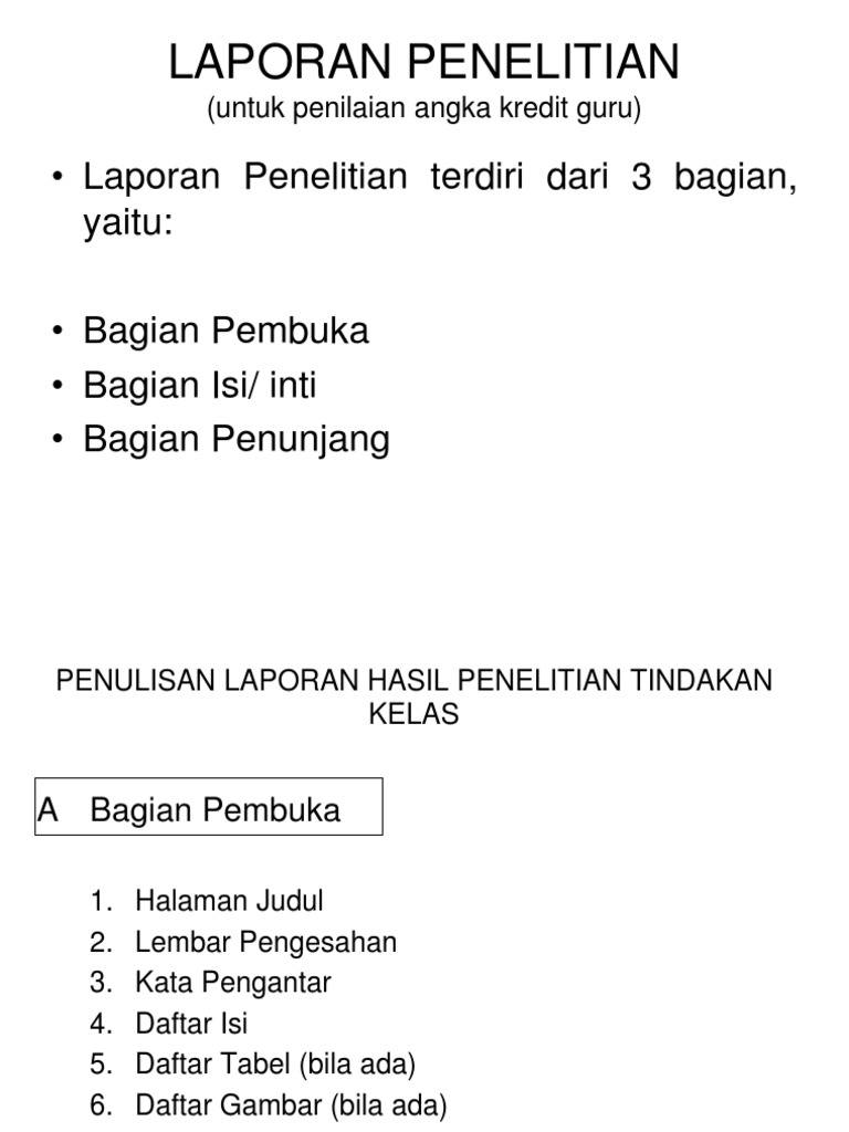 Laporan Hasil Penelitian Dalam Ptk