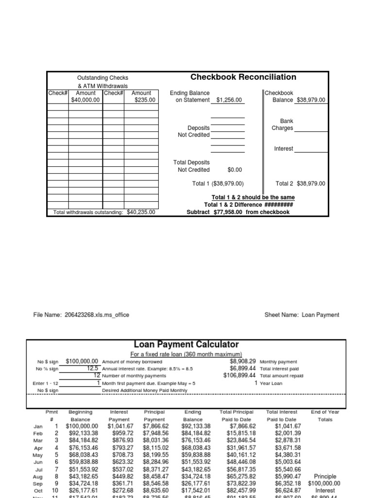 Checkbook Reconciliation: Total Withdrawals Outstanding | PDF | Finance ...
