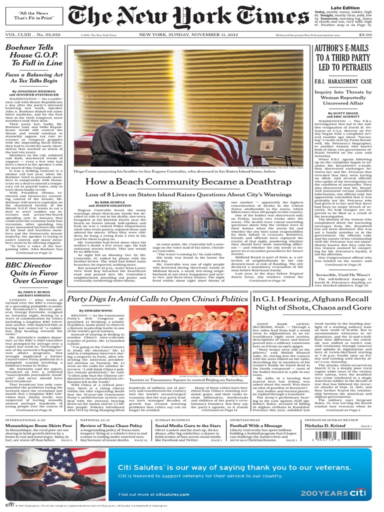 The New York Times Sunday November 11th 2012 Newspapers Mozambique