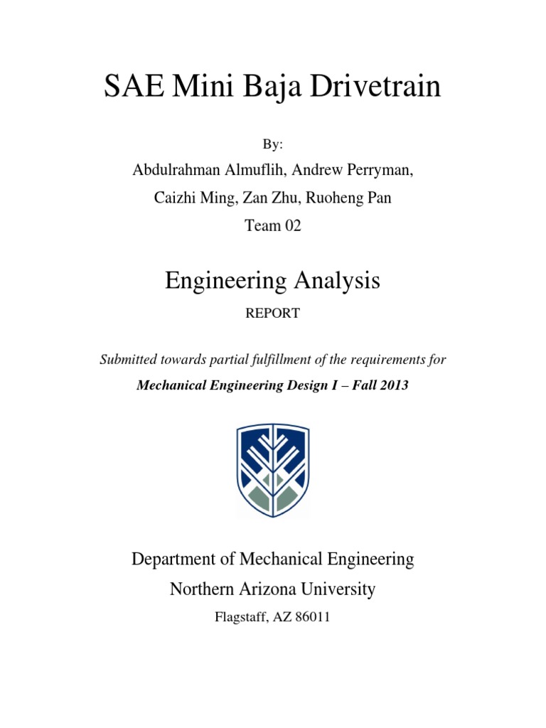 Team 02 Engineering Analysis Report Transmission (Mechanics