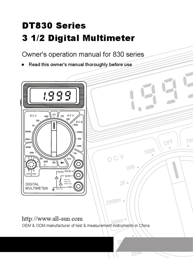 Digital Multimeter DT830 Series Manual PDF Electrical Network