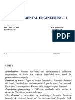 Environmental Engineering - I: Sub Code: CV 505 CIE Marks: 50 HRS/ Week: 03 Total HRS: 39 SEE Marks: 50