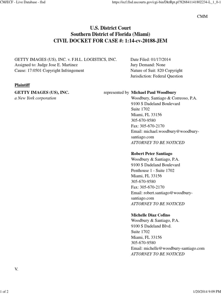 Getty V FHL Logistics Inc Docket | PDF | Politics