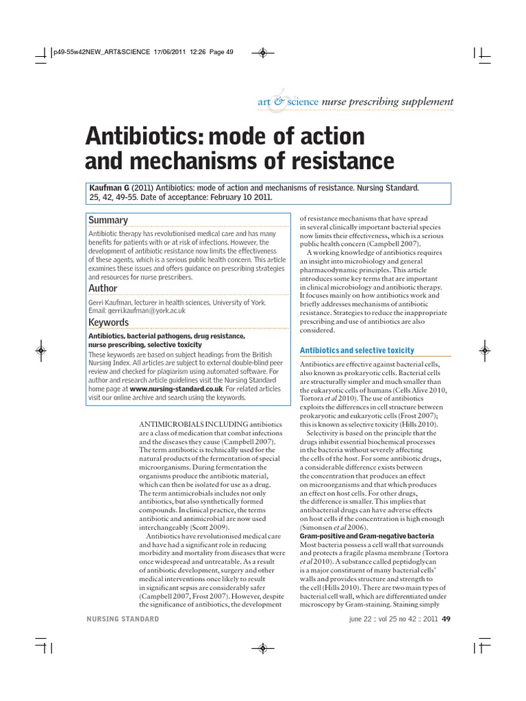 Antibiotic Action and Resistance | PDF | Antibiotics | Antimicrobial ...