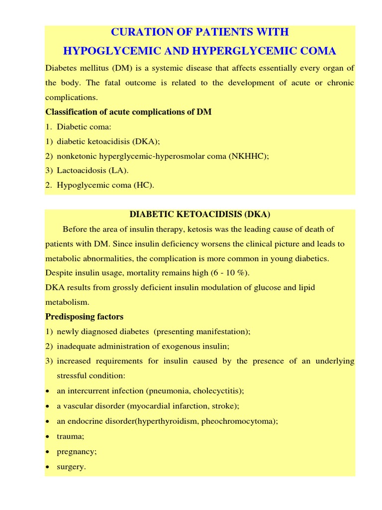 10 Management of Patient With Hypoglycemic Coma. Management of Patient