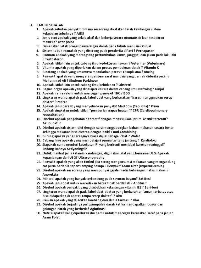 Bank Soal Pengetahuan Umum