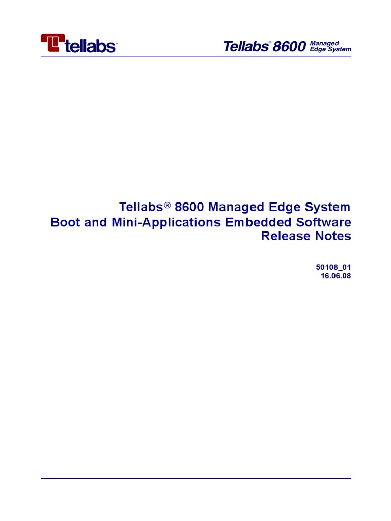 Tellabs 8600 Managed Edge System Boot and MiniApplications Embedded