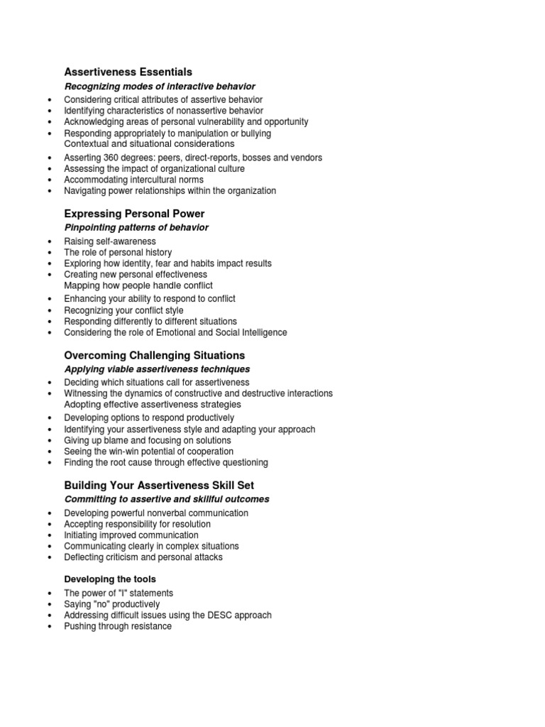 Essential Assertiveness Skills Pdf Organizational Culture