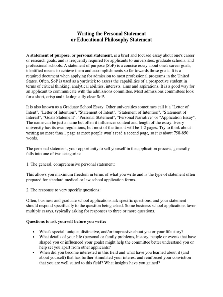 philosophy university personal statement