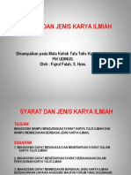 Syarat Dan Jenis Karya Ilmiah