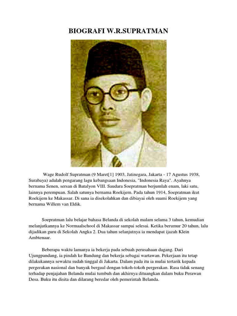 Biografi Singkat Wr Supratman