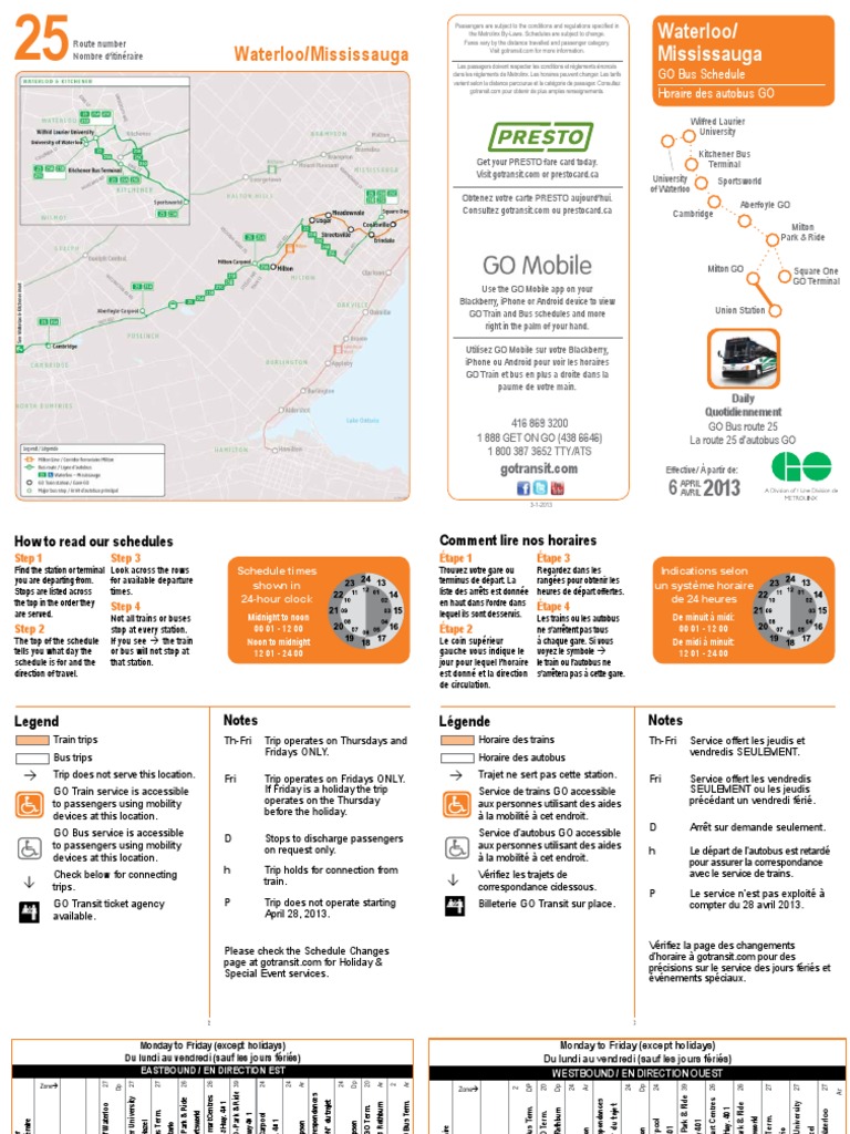 WATERLOO Go Schedule | PDF | Travel