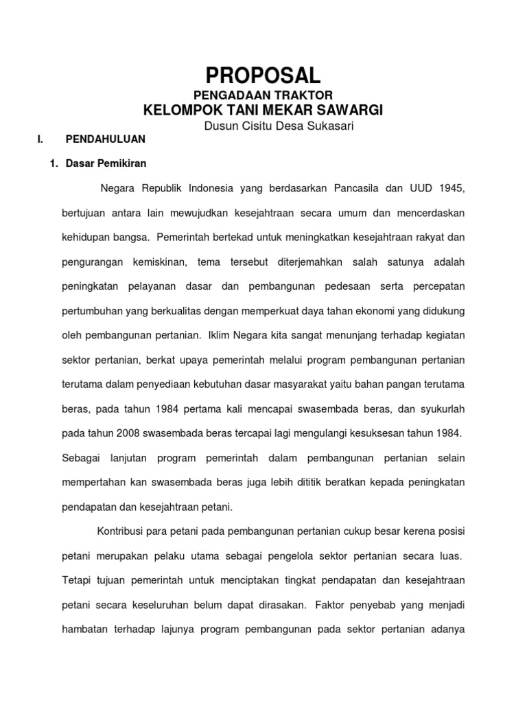 Contoh Proposal Bantuan Alat Pertanian Pdf Guru Galeri