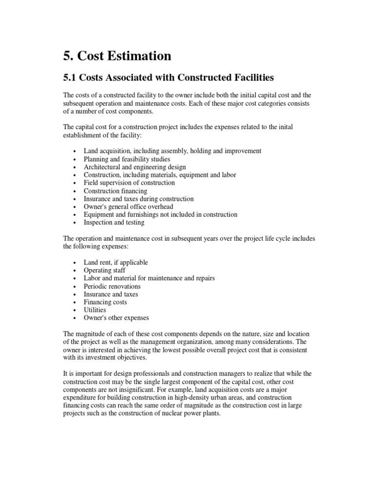 Construction Cost Estimation Overview | PDF | Production Function ...