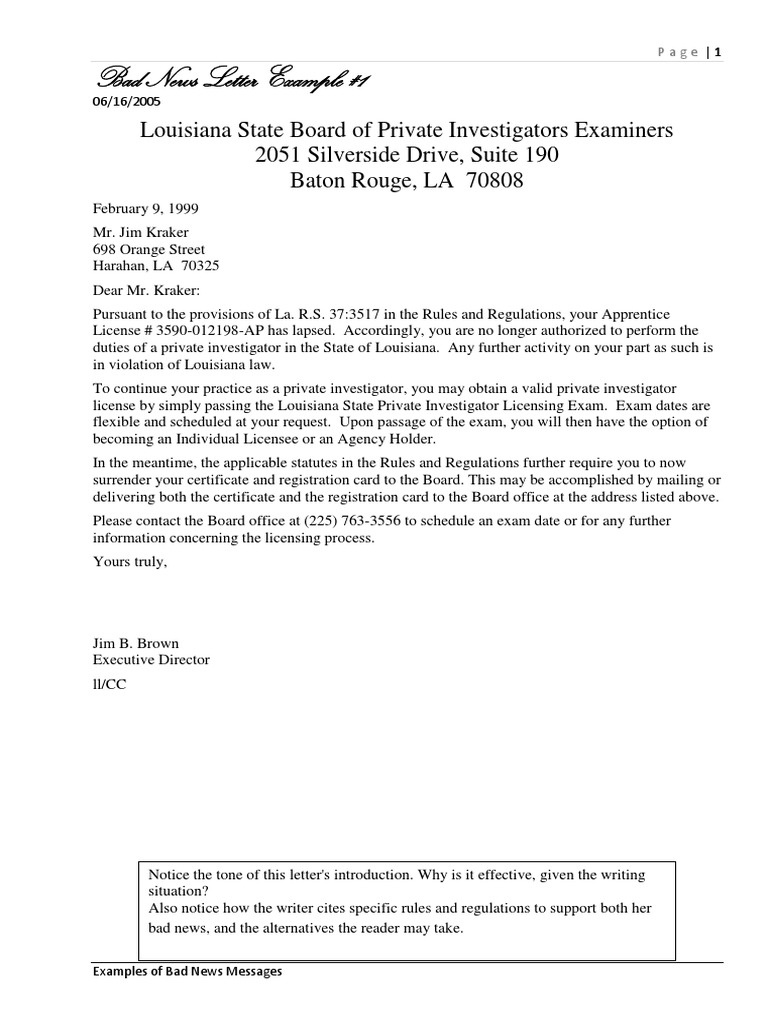 Bad News Letter Examples | PDF | Cheque | Vehicle Insurance