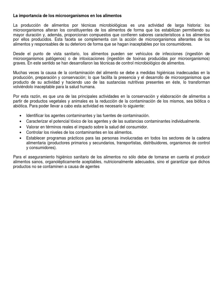 Microorganismos y su impacto en alimentos | PDF | Microorganismo ...