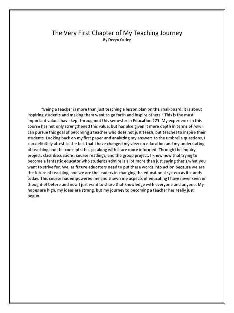 The Very First Chapter of My Teacher Journey Final Paper | PDF ...