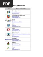 List of Broswers For Windows.: Logo Browser Name & Developer Internet Explorer