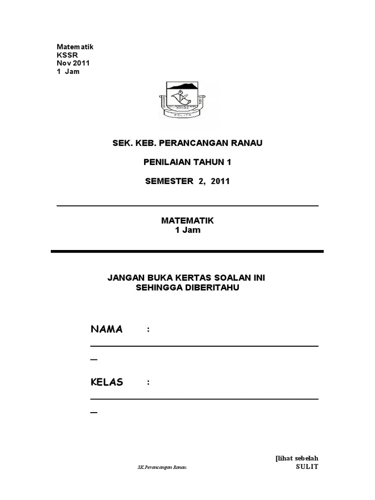 Soalan Peperiksaan Semester 1 Sains Tahun 5 - Persoalan x