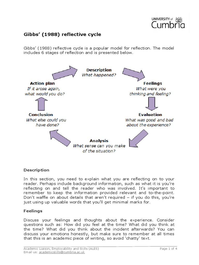 Reflective Cycle Gibbs Tutor Emotions
